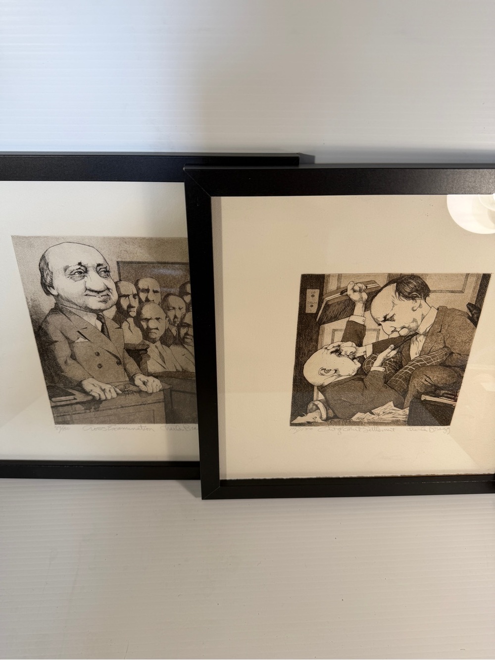 Black Framed Monochrome Illustration Prints - Classic Pen & Ink Set